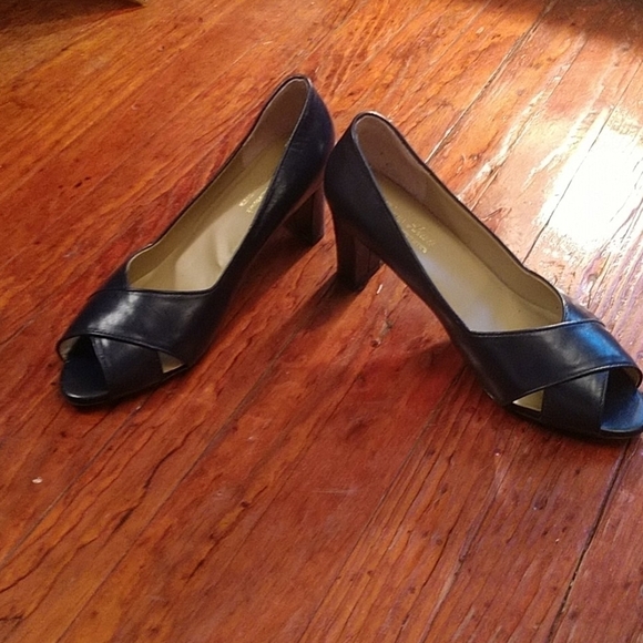 Terry Lewis Blue Open Toe Heels Sz 9.5W - Picture 2 of 6